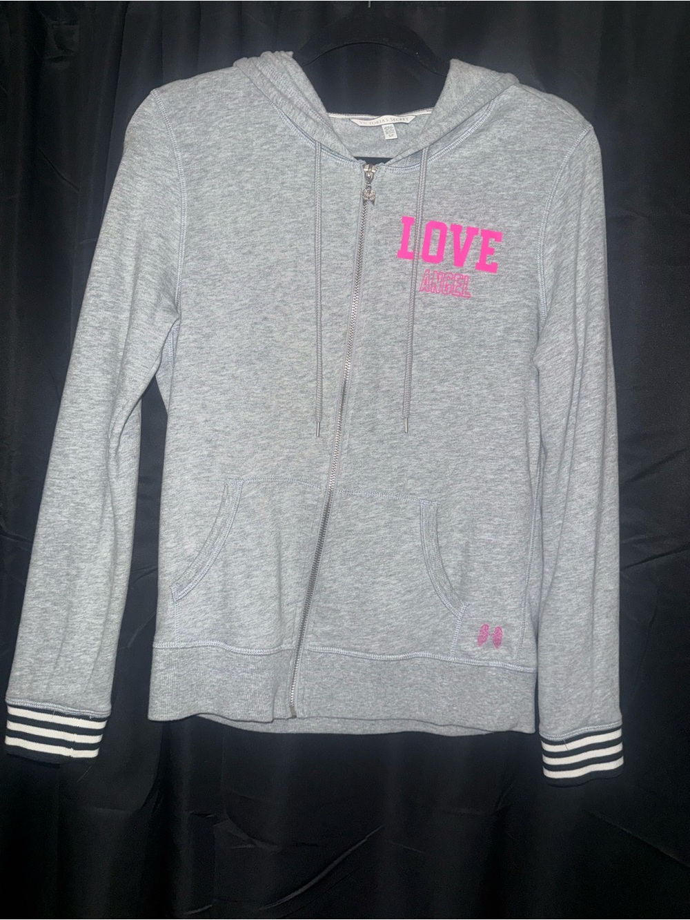 Victoria's Secret Light Gray & Black Zip Hoodie